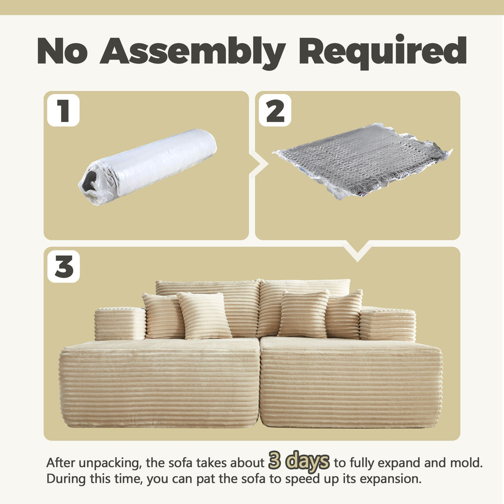 Ovios 80"Modular Couch with Chaise&Ottoman, Sleeper Sofa, No Assembly Required